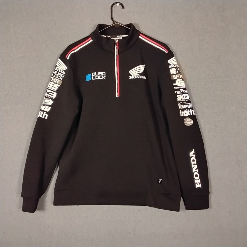 Honda Racing Quad Lock Quarter Zip Pullover Sweatshirt Mens S Black Motocross